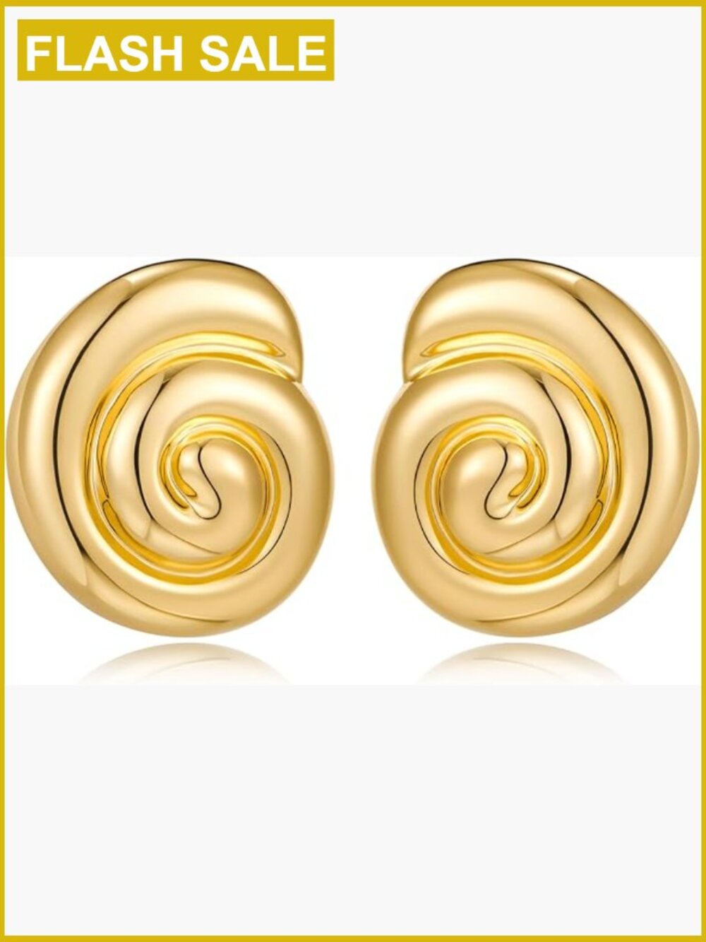 Gold Spiral Conch Stud Earrings Fashion Trendy Statement Jewelry